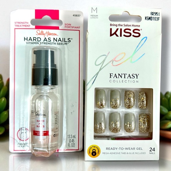 NWT Nail Care Bundle | KISS Gel Fantasy Nails + Sally Hansen Strength Serum - Picture 1 of 12